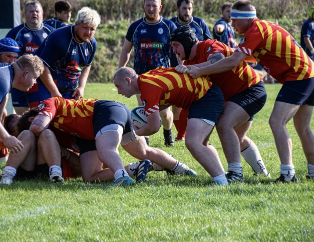 Ventnor Rugby Club's Lewis Howard with the ball against Aldershot and Fleet RFC 21 September 2024