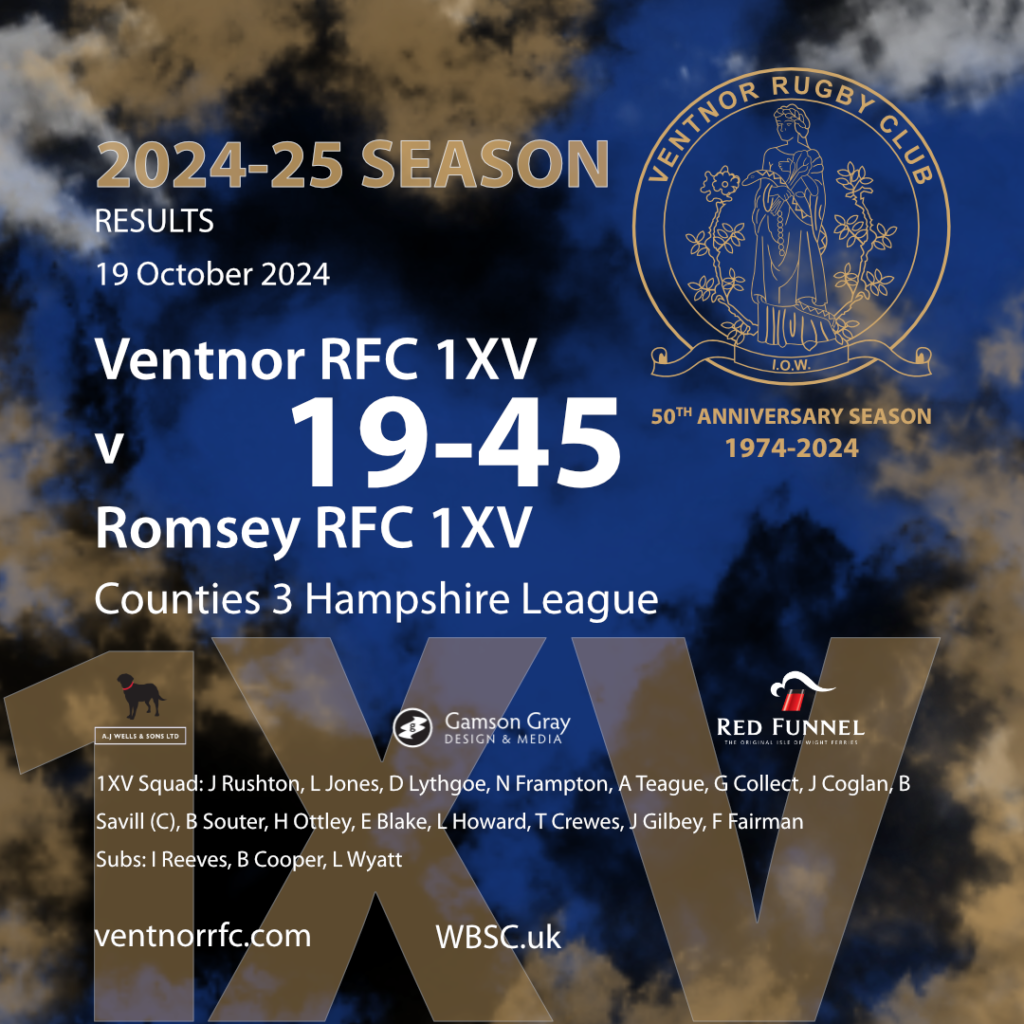 Results Ventnor RFC 1XV 19-45 Romsey RFC 1XV 19 October 2024