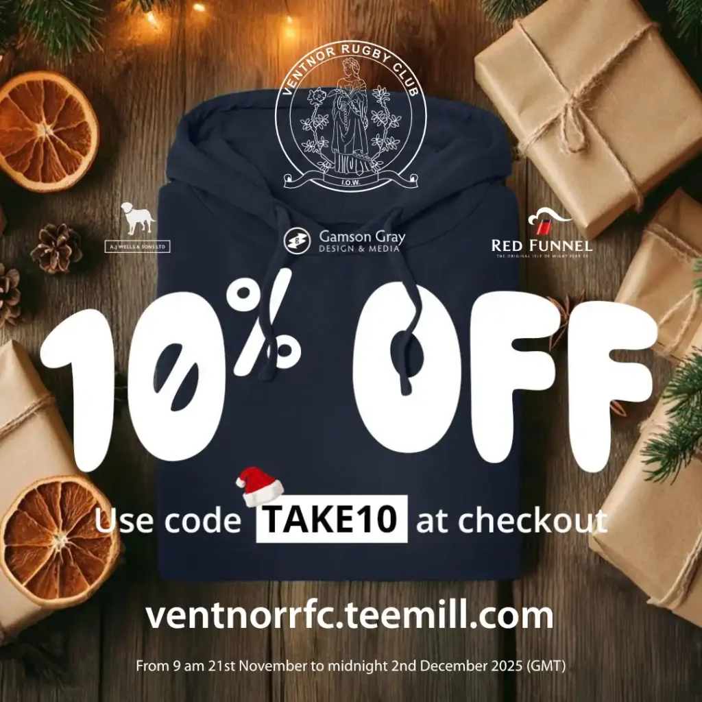 Black Friday 2025 take 10 percent off at Ventnor RFC Teemill Store