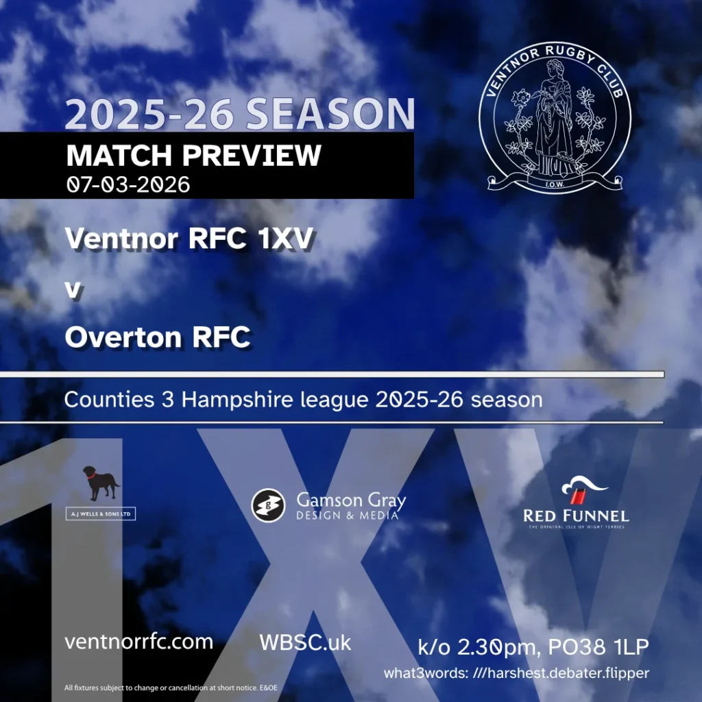 Match preview Ventnor RFC 1XV v Overton RFC 7 March 2026
