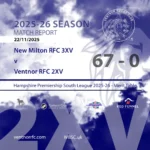 Match report New Milton RFC 3XV 67 – 0 Ventnor RFC 2XV 22 November 2025