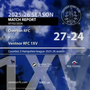 Match report Overton RFC 27-24 Ventnor RFC 1XV 7 February 2026
