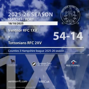 Match report Ventnor RFC 1XV 54-14 Tottonians RFC 2XV 18 October 2025