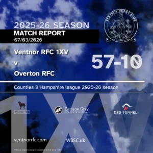 Match report Ventnor RFC 1XV 57-10 Overton RFC 7 March 2026