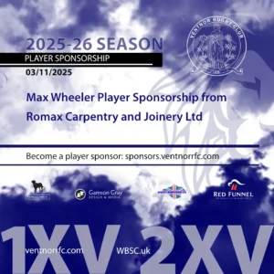 Max Wheeler Player Sponsorship 2025-26 season from Romax Carpentry and Joinery Ltd