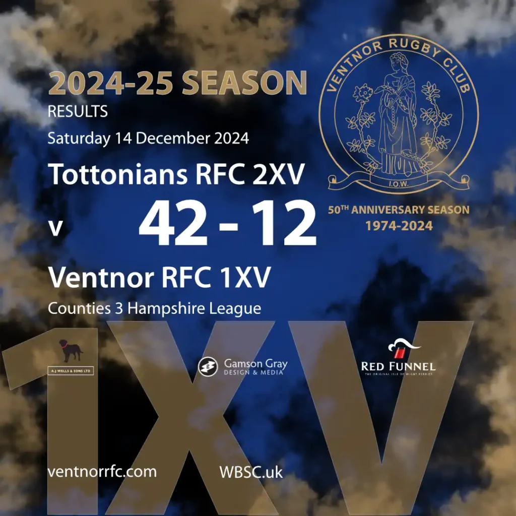 Results Tottonians Rugby Club 2XV v Ventnor Rugby Club 1XV 14 December 2024