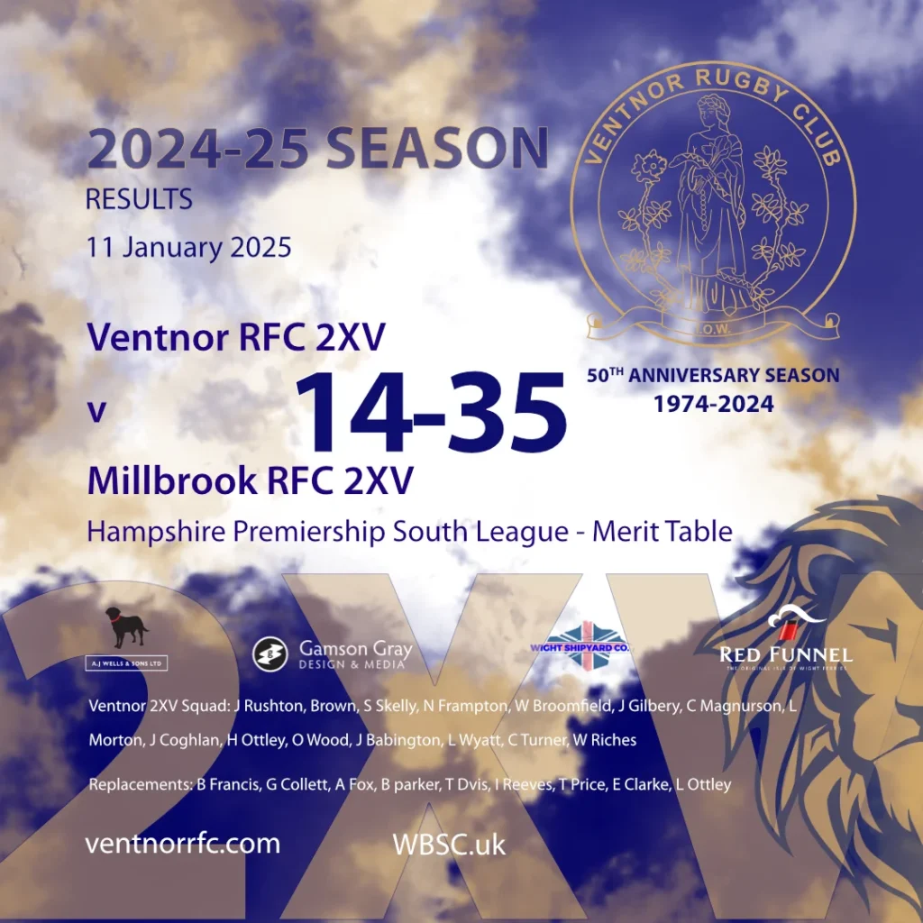 Results Ventnor RFC 2XV v Milbrook RFC 2XV 11 January 2025
