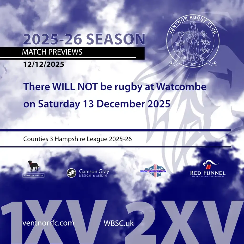 There WILL NOT be rugby at Watcombe on Saturday 13 December 2025