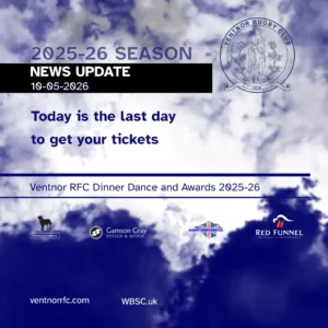 Today is the last day to get your tickets to the Ventnor RFC Dinner Dance and Awards 2025-26