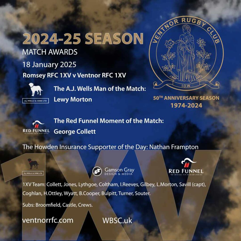 Ventnor RFC 1XV Match Awards 1st March 2025