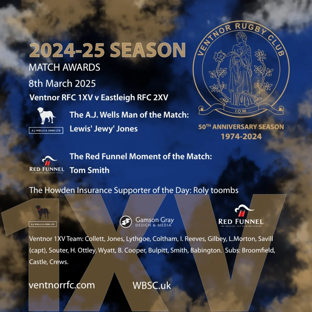 Ventnor RFC 1XV Match Awards 8th March 2025