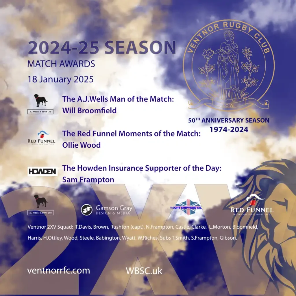 Ventnor RFC 2XV AJ Wells Man of the Match and Red Funnel Moment of the Match 18 January 2025
