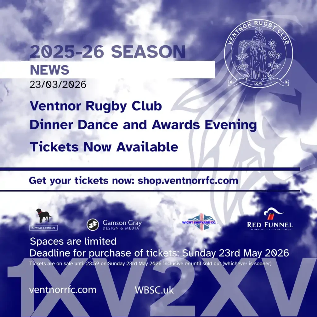 Ventnor RFC Dinner Dance and Awards 2025-26 Tickets Now Available